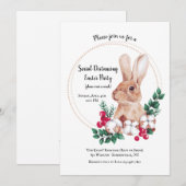 Bruine Konijn Sociale Afstand Easter Feestje Kaart (Voorkant / Achterkant)