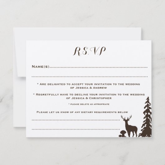 Bruine Kraft Bos Huwelijks RSVP Kaart op Maat (Voorkant)