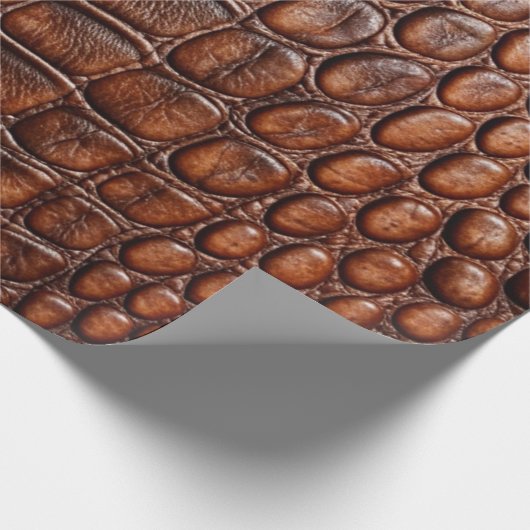 Bruine krokodil alligator huid faux lederen print cadeaupapier (Hoek)