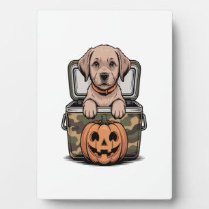 Bruine Lab hond Halloween Griezelen Fotoplaat