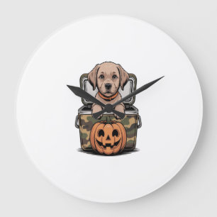 Bruine Lab hond Halloween Griezelfeest Grote Klok