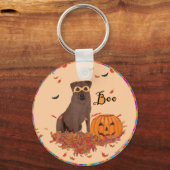 Bruine Labrador Retriever Halloween Sleutelhanger (Voorkant)