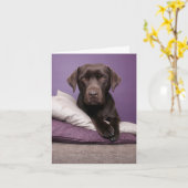 Bruine labrador Retriever Puppy Dog Blank Note Car Kaart (Gele Bloem)