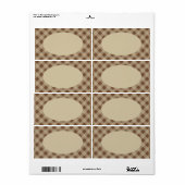 Bruine landelijke ginghamlabels etiket (Full Sheet)