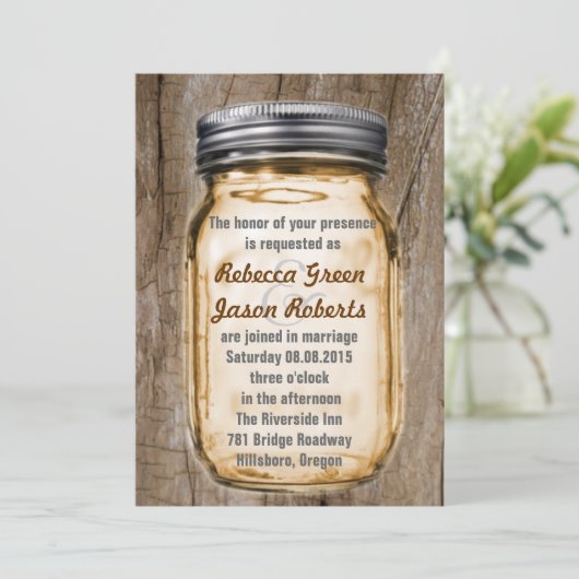 bruine landelijke roestige weideglas-huwelijksdeco kaart (Staand voorkant)