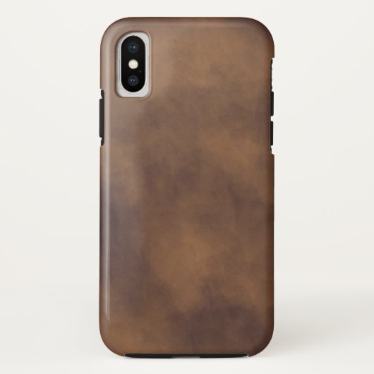 Bruine Leather-look iPhone X Hoesje (Achterkant)