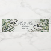 Bruine lederen zwarte olijven Elegant Waterfles Etiket (Enkel label)