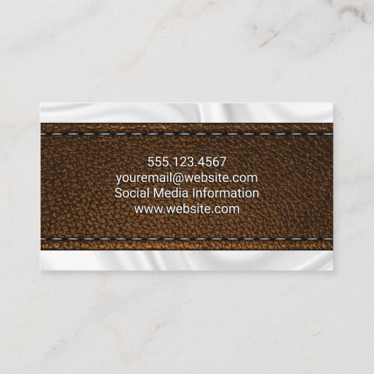 Bruine ledertextuur | Zijderzijde Visitekaartje (Achterkant)