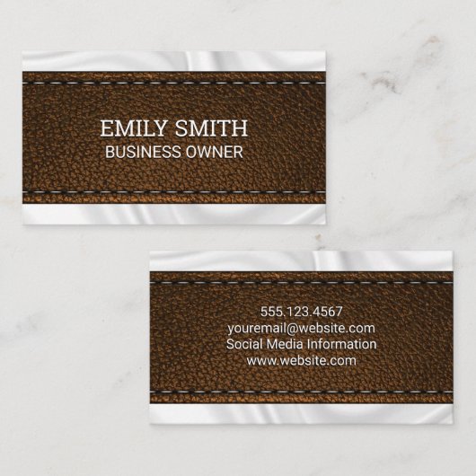 Bruine ledertextuur | Zijderzijde Visitekaartje (Voorkant / Achterkant)