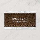 Bruine ledertextuur | Zijderzijde Visitekaartje (Voorkant)