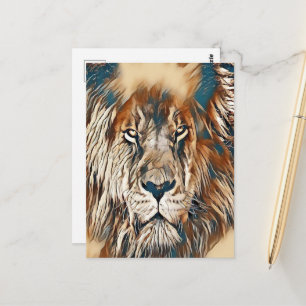 Bruine leeuw gezicht artistieke schilderkunst briefkaart