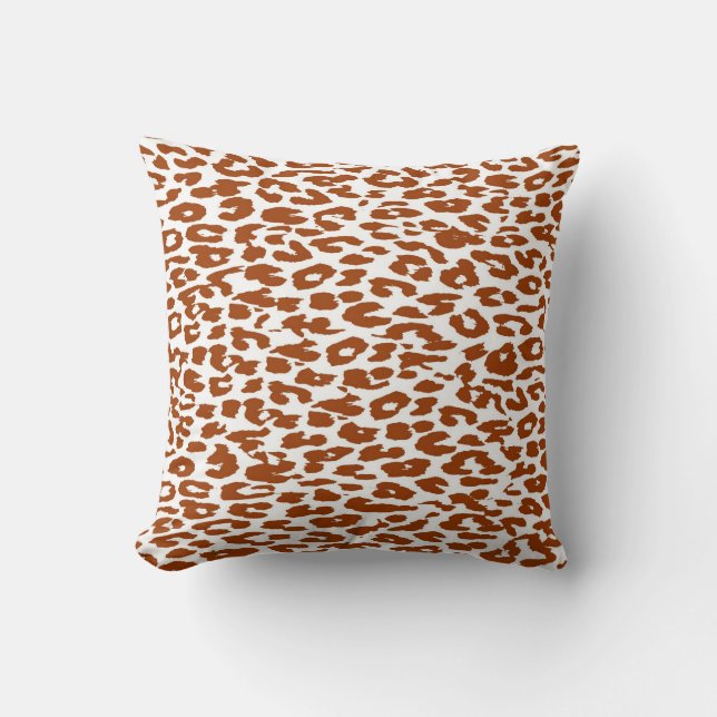Bruine leopard-afdruk kussen (Voorkant)