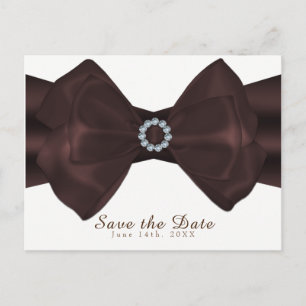 Bruine lint & diamanten Elegante glamour 'Save the Aankondigingskaart