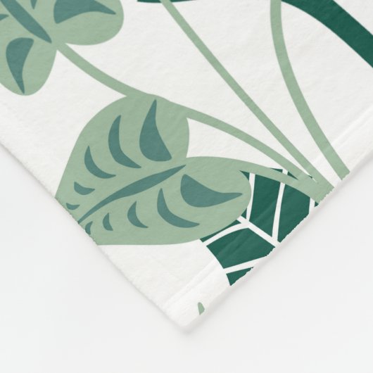 Bruine luipaard in tropisch spoelblad van oerwoud fleece deken (Hoek)