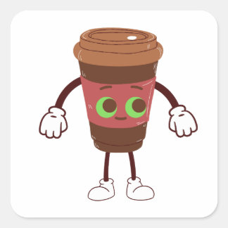 bruine Magic Travel Coffee Vierkante Sticker