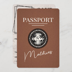 Bruine Malediven Paspoort Bewaar de datum Save The Date