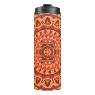 Bruine Mandala Aardse Boho Reis Neutrale Geometris Thermosbeker