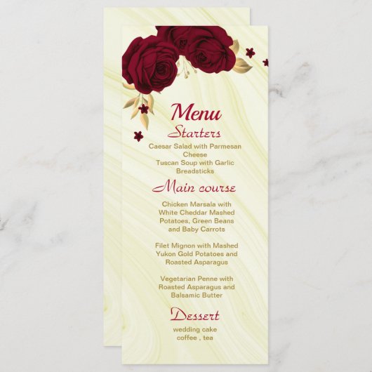 bruine marmerbruiloft menu (Voorkant / Achterkant)