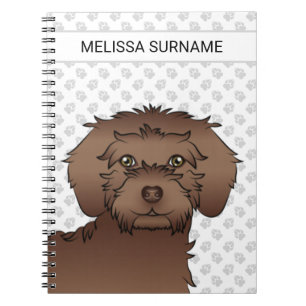 Bruine Mini Goldendoodle Cartoon Hond & Tekst Notitieboek