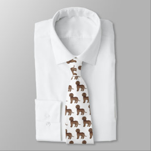 Bruine Mini Goldendoodle Mooie Cartoonhond Patroon Stropdas