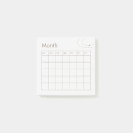 Bruine Minimalistische Maandelijkse Plannerkalende Post-it® Notes