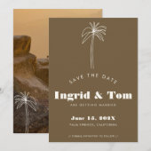 Bruine minimalistische tropen save the date (Voorkant / Achterkant)