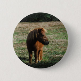 bruine minipaarden ronde button 5,7 cm