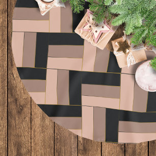 Bruine Mocha Zwarte geometrische rechthoeken Kerstboom Rok