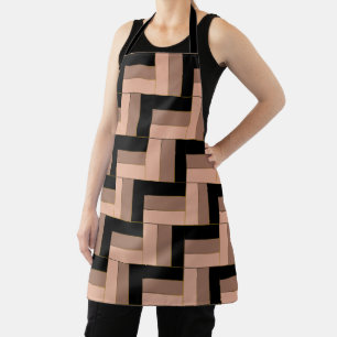 Bruine Mocha Zwarte geometrische rechthoeken Schort