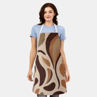 Bruine moderne kunststroomvormen all-over print sc schort
