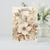 Bruine Monotone en Witte Rozen Gouden Lijst Save The Date (Staand voorkant)