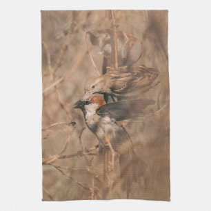 Bruine Mussen Vogels Landelijke Natuurfotografie Theedoek