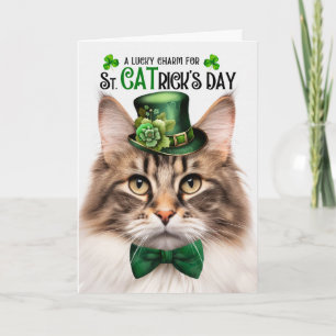 Bruine Noorse Boskat St CATrick's Day Feestdagen Kaart