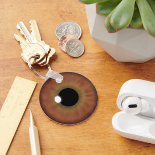 Bruine ogen Iris Eyeball Cool Custom Round Sleutel Sleutelhanger