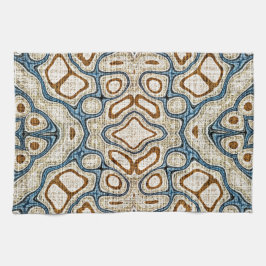 Bruine Oker Blauwgroen Blauwe Hip Tribe Art Theedoek