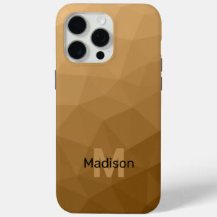 Bruine ombre geometrische mesh patroon Monogram iPhone 15 Pro Max Hoesje
