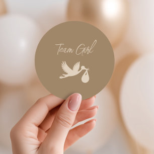 Bruine Ooievaar Baby Bevallings Geslacht Onthullin Ronde Sticker
