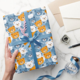 Bruine & Oranje Beren koppen | Cadeaupapier