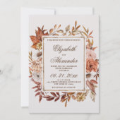  bruine oranje bladeren wintertrouwerij kaart (Voorkant)