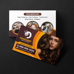 Bruine Oranje Kapper Kapsalon Make-up salon Visitekaartje