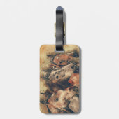 Bruine paarden bagagelabel (Achterkant verticaal)