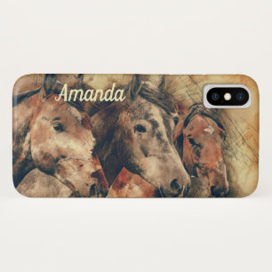 Bruine paarden iPhone x hoesje
