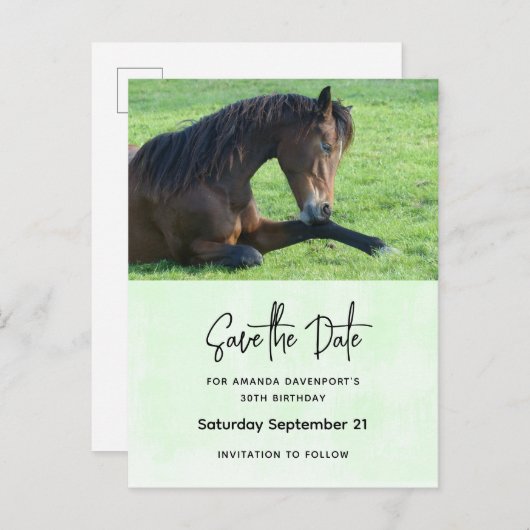 bruine paarden die de datum neerleggen uitnodiging briefkaart (Voorkant / Achterkant)