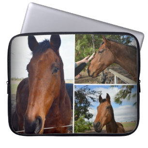 bruine paarden in een fotocollage, laptop sleeve