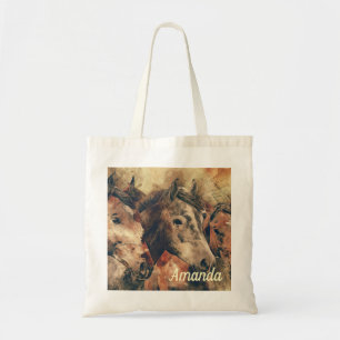 Bruine paarden tote bag