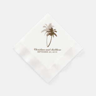 Bruine palmbomen strand bruiloft servetten