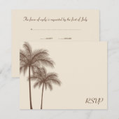 Bruine palmboom RSVP Weddenschapskaart Kaartje (Voorkant / Achterkant)