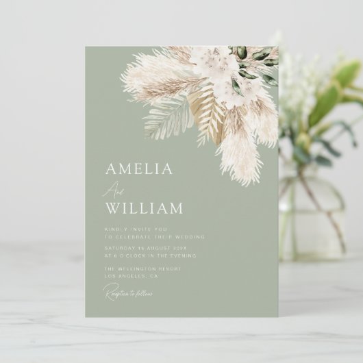 bruine pampas - bruiloft kaart (Staand voorkant)