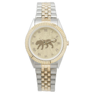 Bruine panter met Romeinse cijfers Horloge