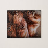 Bruine peerpunttekening van huisportret legpuzzel (Horizontaal)